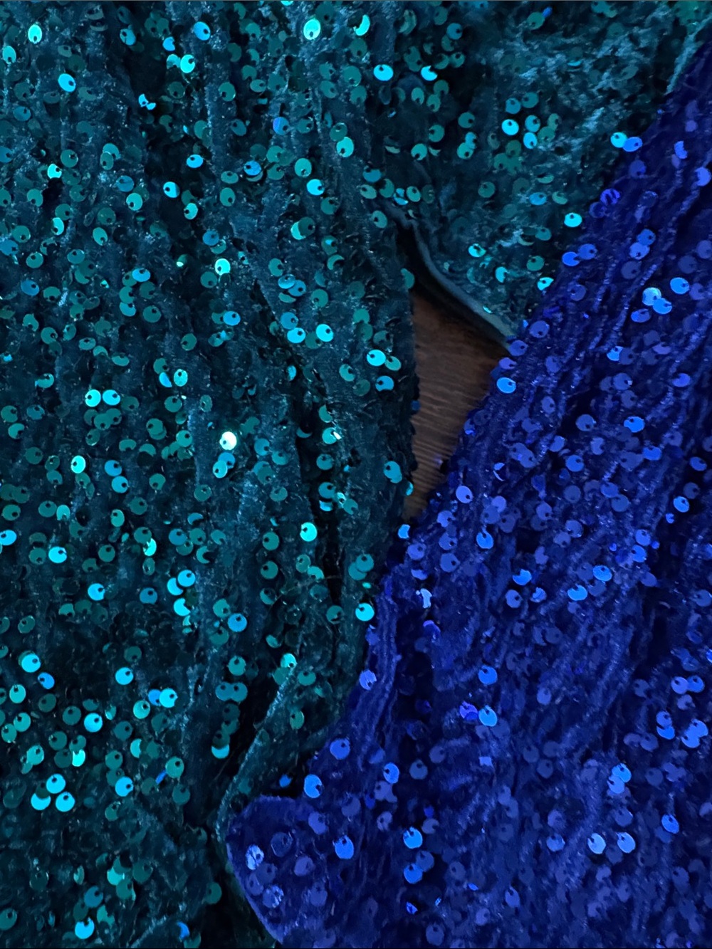 Two Woman’s Sequin One-Shoulder Cutout Dress - Teal and Royal Blue - Picture 9 of 11